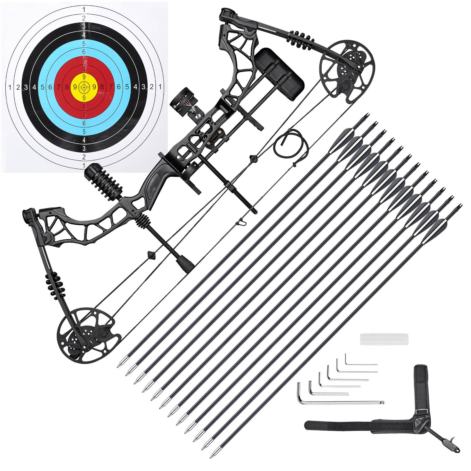 Yescom Compound Bow Kit Draw 35-70 Lbs Fit Adult Professional Hunting Bow Black
