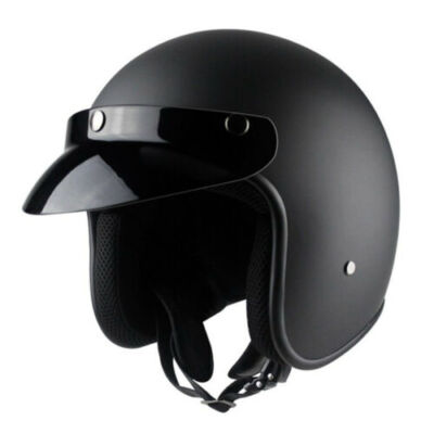 DOT Open Face Motorcycle Helmet Cruiser Scooter Helmet Moto Casco Matte Black