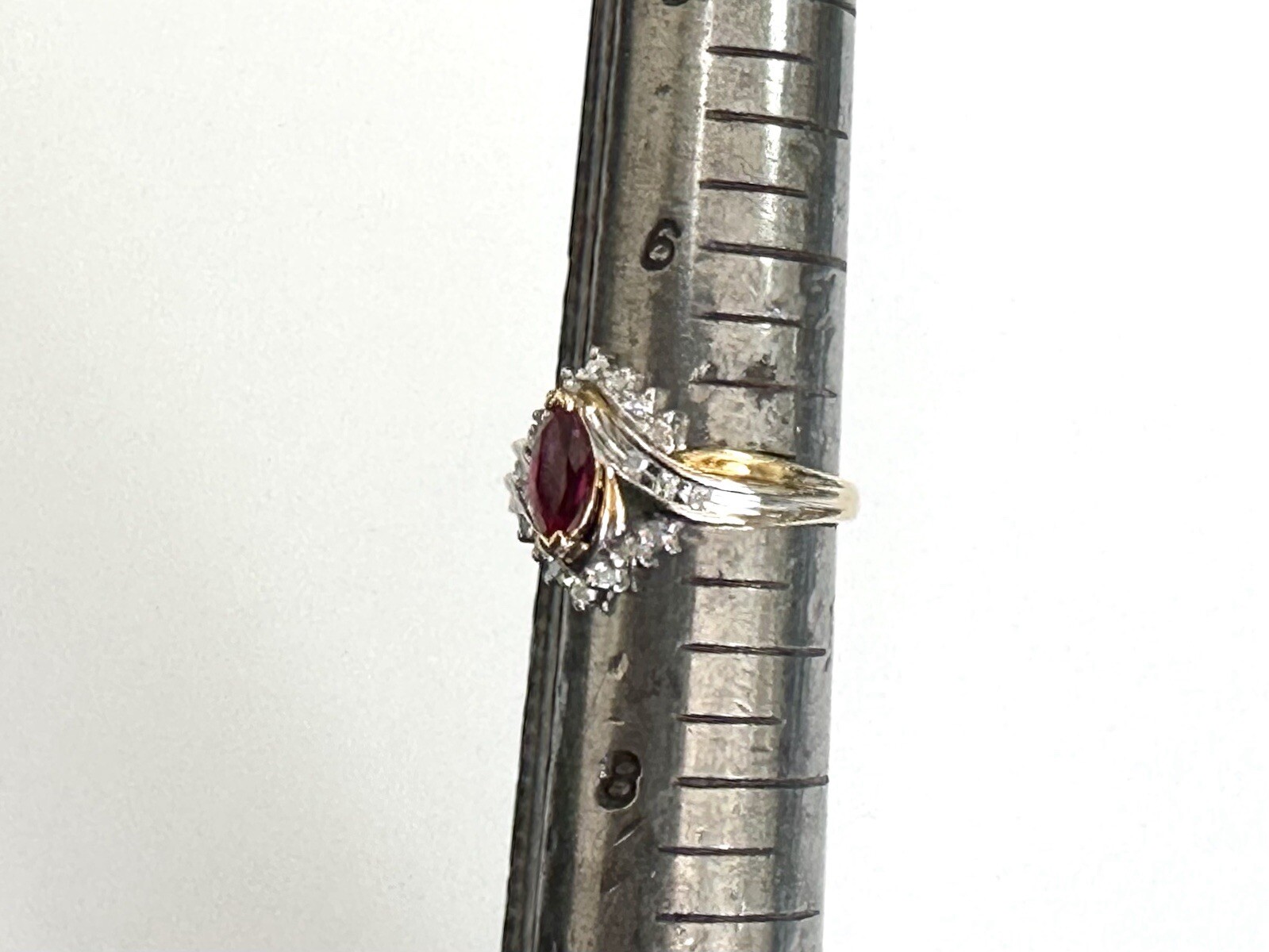 Bright Marquise Lab Created Ruby Ring Genuine Dia… - image 10