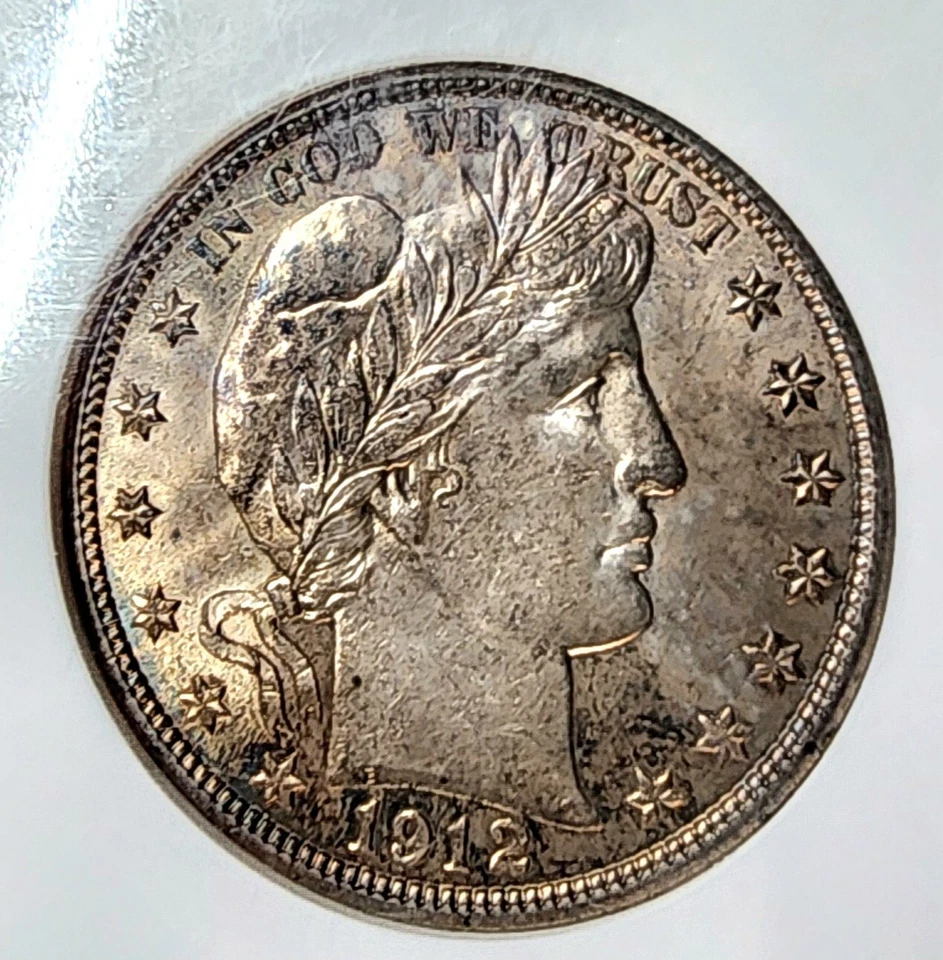 CHOICE 1912 Barber Half Dollar 50C NGC MS62 Brilliant Uncirculated, Nice Toning - Image 3 of 4