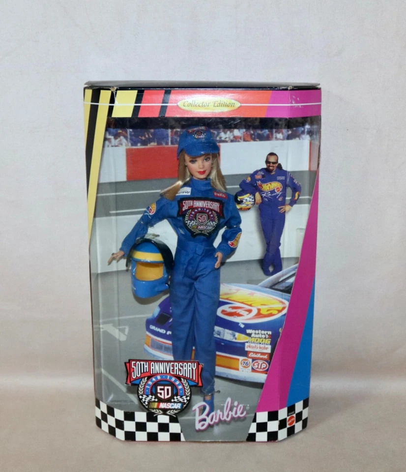 Barbie NASCAR 1998 50 aniversario edición coleccionista ~ rubia #20442 Foto 3 de 4