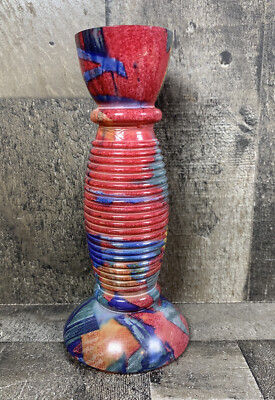  Art Glass Vase Hand Painted Beautiful Colors. 7'' Home Decor Staging