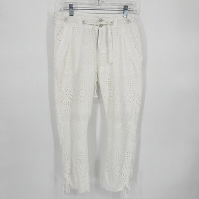 Sundance Catalog P4 4P Petite 4 Eyelet White Cropped Pants Floral Boho Beachy
