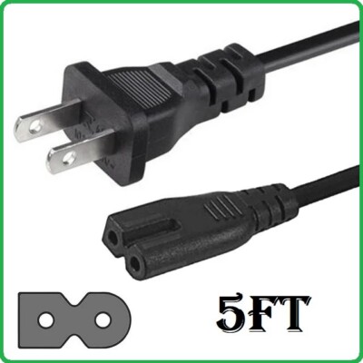 5ft Polarized AC Power Cable Cord NEMA1-15P to IEC-60320 C7 18AWG 10A/125V SPT2
