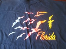 Vintage FLORIDA Sea Birds T-Shirt Navy Blue Size XL Single Stitch Made in USA