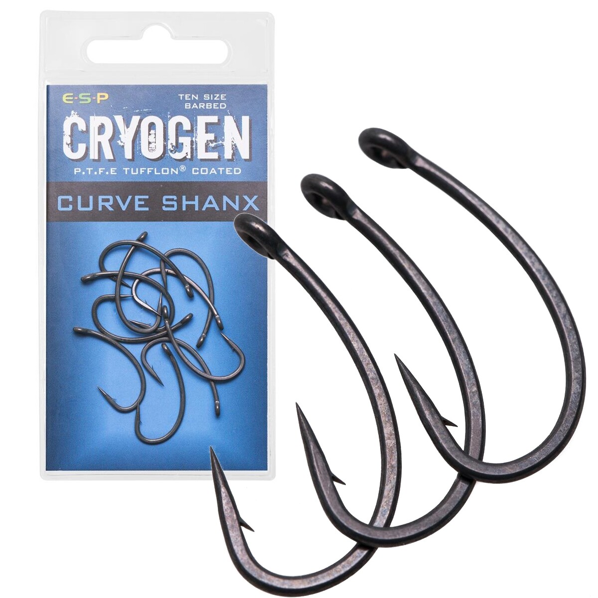 ESP Curve Shanx Hooks Size 8 Barbed Cryogen Shank Perfect for Ronnie Rigs x10