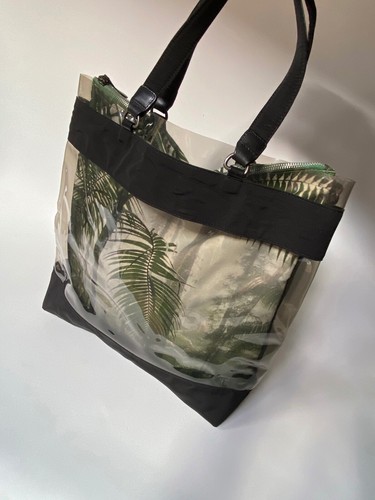 Authentic DRIES VAN NOTEN Green & Black Palm Tote Bag - Bild 7 von 11