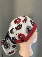 100 Cotton Mickey/Minnie Mouse Theme Ponytail Scrub Cap With Mask Buttons