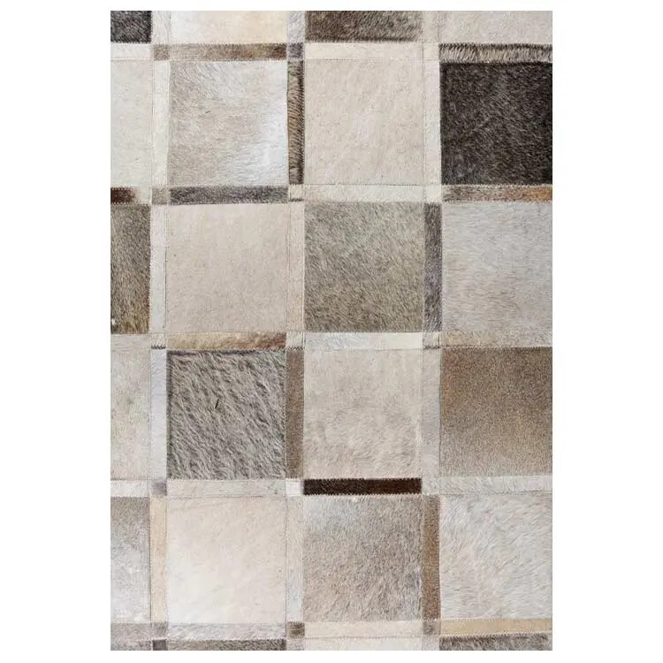 Round leather carpet, cow hide rugs large, leather rug handmade, cow