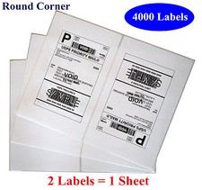 4000 Rounded Corner Mailing Shipping Labels 8.5x5.5 Half-Sheet Self Adhesive USA