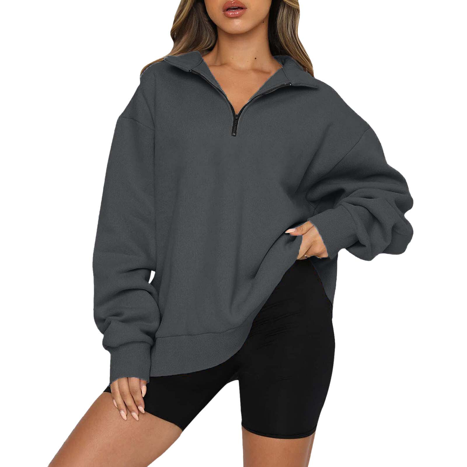 Sweatshirt For Womens Oversized Half Zip Pullover Long Sleeve Sweatshirt |  eBay