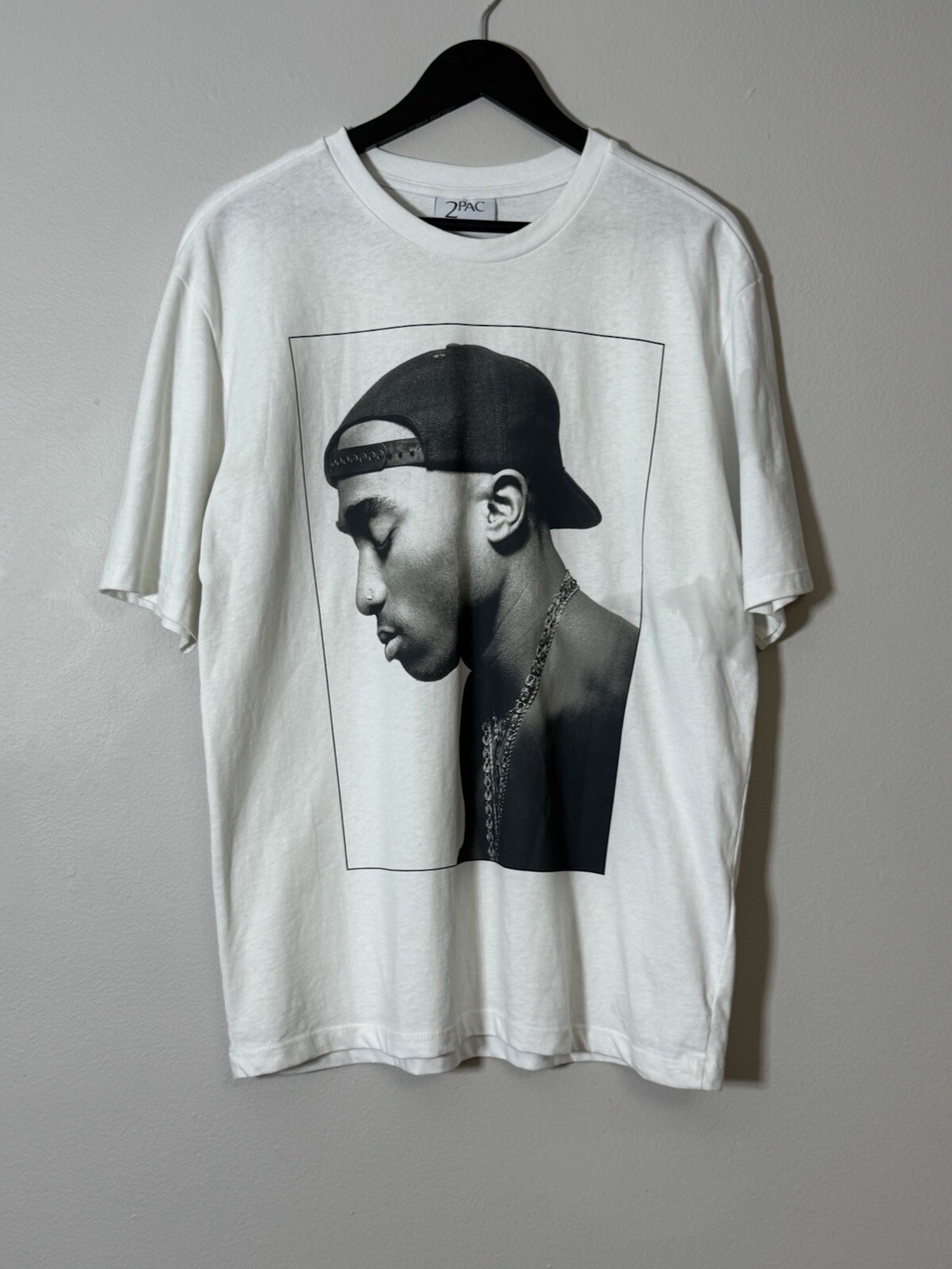 FILA T shirt bianca Tupac Shakur 2Pac taglia M anni 90 rap West Coast Death Row PRIMARK