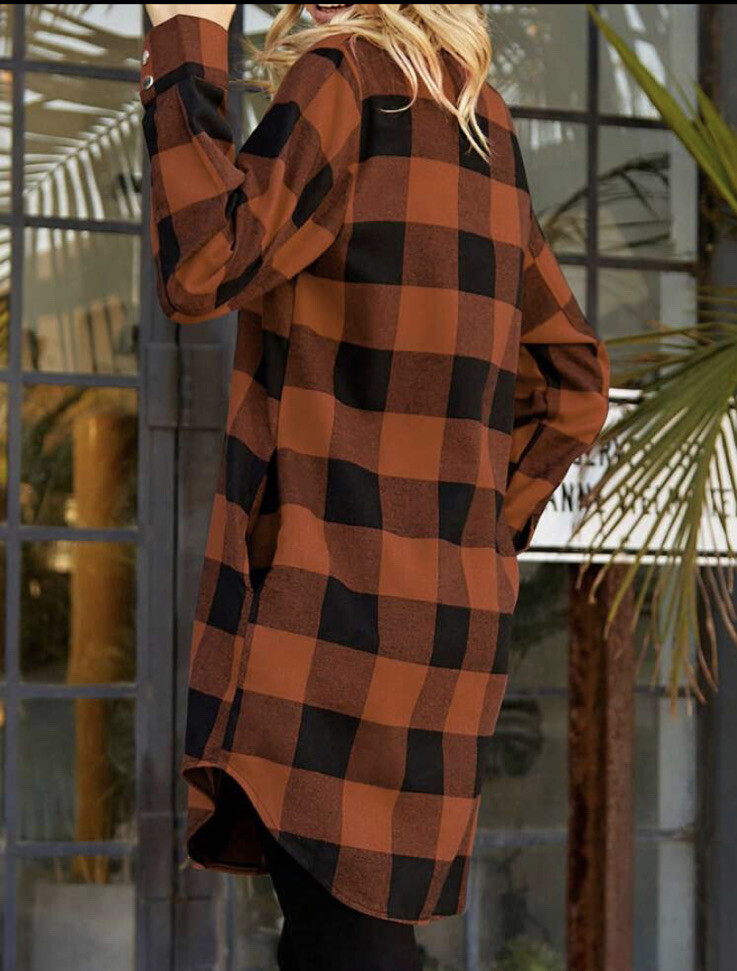 Wonen Flannel Button Down Shacket Jacket Coat - image 2