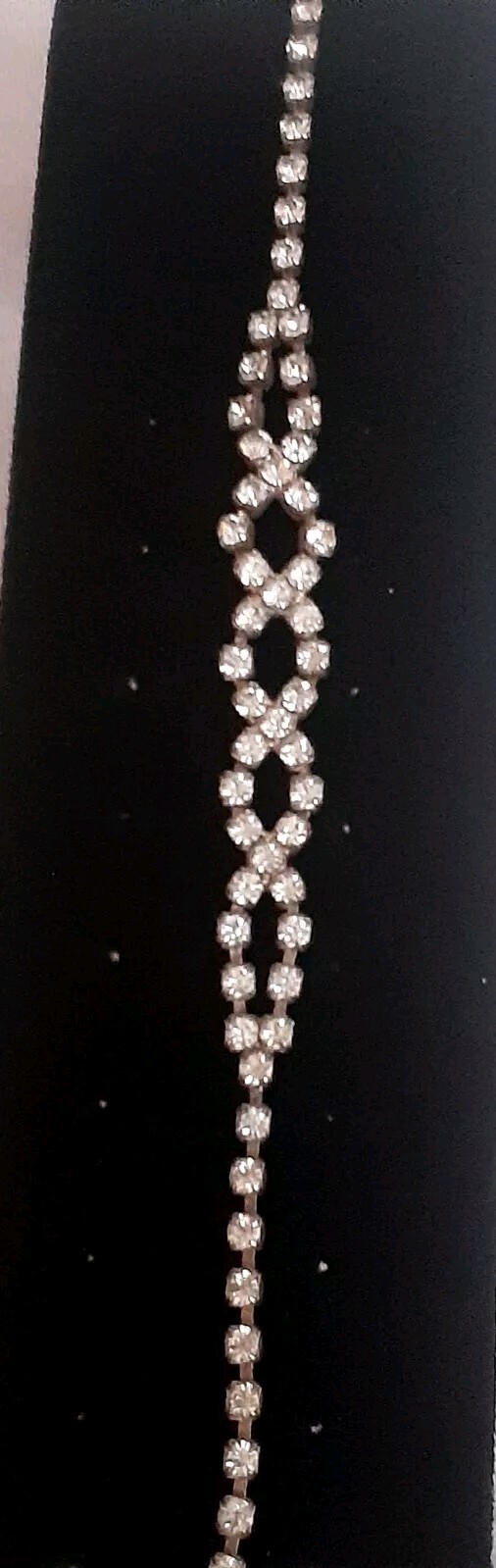 Vintage Rhinestone open work Statement Tennis Bra… - image 1