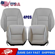 Front Bottom & Top Perforated Leather Seat Cover Gray For Honda Accord 2013-2017