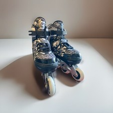 Kuxuan Boys Camo Black  Silver Adjustable Inline Skates With Light Up Wheels