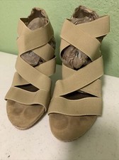 RAMPAGE Women’s Size 9 High Heel Stretchy Straps Sandals Tan