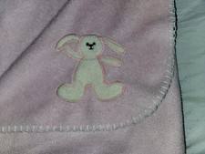 VTG Blankets  Beyond Pink Bunny Baby Blanket Plush Soft White Stitch Trim