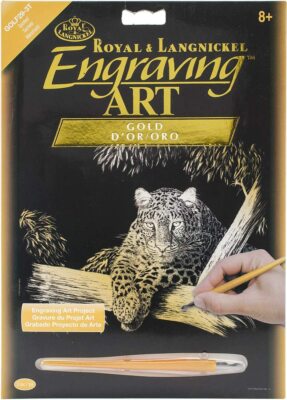 Royal & Langnickel Gravur Kunst Kit-Goldfolie 8''x 10'' Gefleckte Katze Alter 8+ NEU