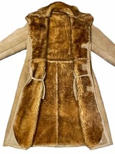 Vintage Shearling Wool Sable Coat Jacket with Faux Fur Lining | Size 36