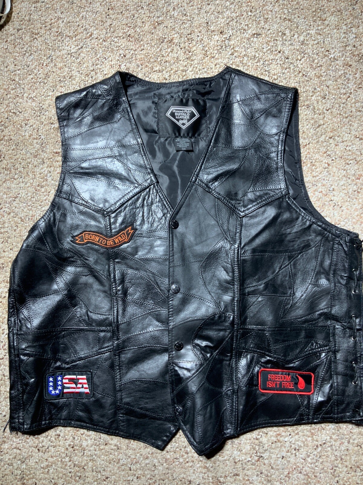 DIAMOND PLATE BUFFALO LEATHER SNAPS SIDE LACES Women’… Gem