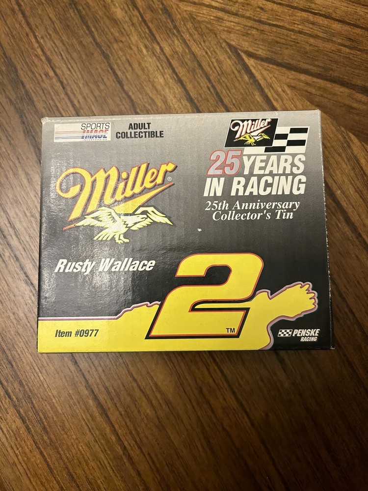 Rusty Wallace Miller 25 Years Racing Nascar Tin w/ 2 Diecast 1:64 Cars