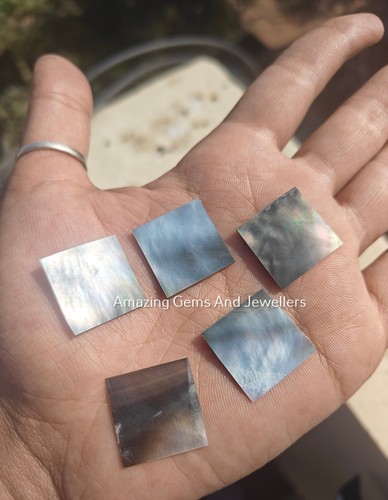 8x8mm 15 Pieces Black Mother Of Pearl Square Both Side Flatback Gemstone RD-21 - Picture 3 of 8