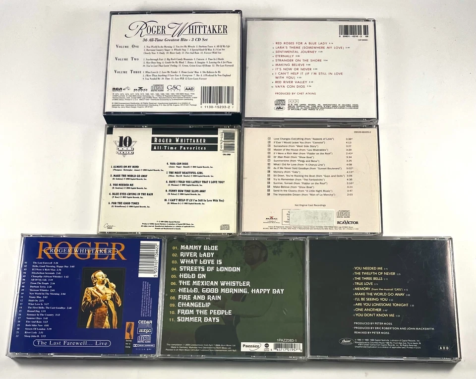 Roger Whittaker lot of 7 CDs Best Loved Ballads, Broadway, Greatest Hits, Live Foto 2 de 4