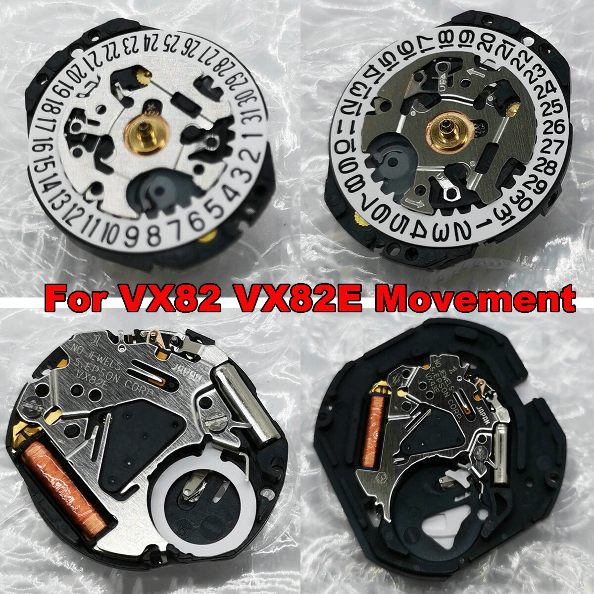 For VX82 VX82E Movement 3/6-Pin Quartz Movement Single Calendar