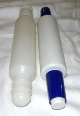 TUPPERWARE Clear Sheer & BLUE Speckled Fill and Chill ROLLING PIN 81003 Lot of 2