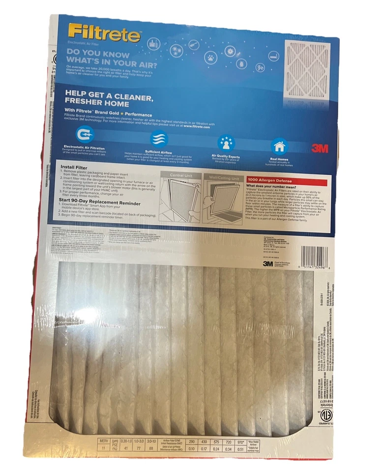 BRAND NEW, 2 Pack, 14x20x1 3M Filtrete Allergen Defense Air Filters, MPR 1000 - Image 2 of 2