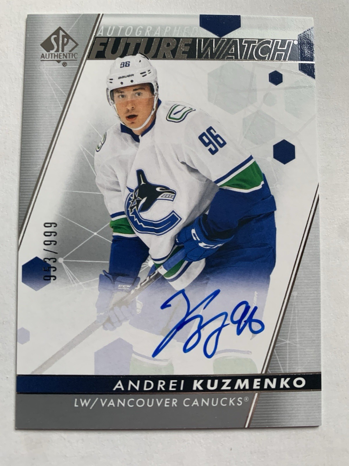 2022 SP AUTHENTIC SPA ANDREI KUZMENKO #142 FUTURE WATCH AUTO FWA ROOKIE 953/999
