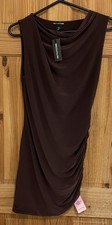 PRETTYLITTLETHING Womens Ladies Brown Bodycon Dress Size 12 New With Tags UK ~ 