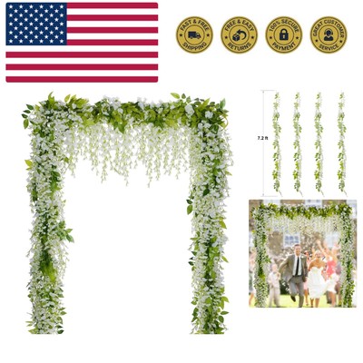 White Silk Wisteria Vine Garland - 28.8ft for Stunning Floral Arrangements