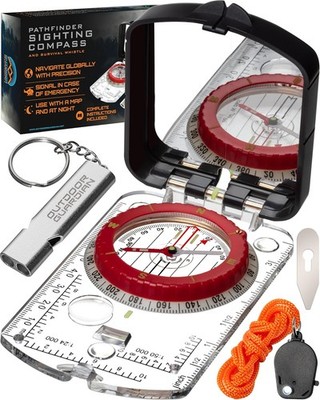 Pathfinder Sighting Compass - Precise Navigation, Hiking and Standard, Black 