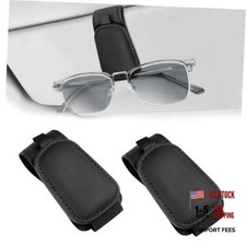 2 Pack Sunglass Holder for Car Visor - Magnetic - Easy to Hold - Solid Black