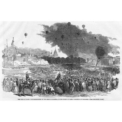 PARIS Fete Darstellung der Belagerung von Silistra Champ de Mars - alter Druck 1854