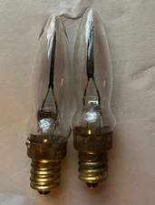 Vintage (2)  Yorkville 3 WATT 120V Flicker Flame BULBS CLEAR Candelabra Base B10