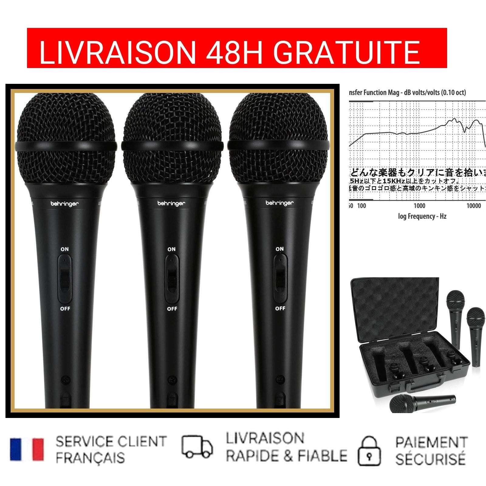 Micro Dynamique Behringer XM1800S XLR Unidirectionnel Chant et Scène