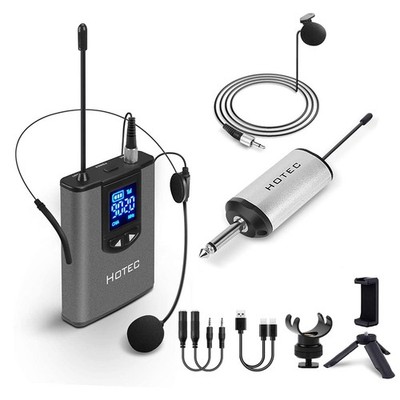 UHF Wireless Headset Microphone/Lavalier Lapel Mic with Bodypack Transmitter ...