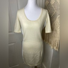NWT QUINN Cream Short Cashmere Sleeve Knit Dress