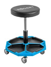 Produktbild - Verstellbarer Werkstatthocker mit Rollen & Ablagefächern 140kg 370-520mm
