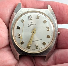 Vintage ORION Midcentury Men's 36mm Swiss Mechanical Watch Movement PARTS REPAIR
