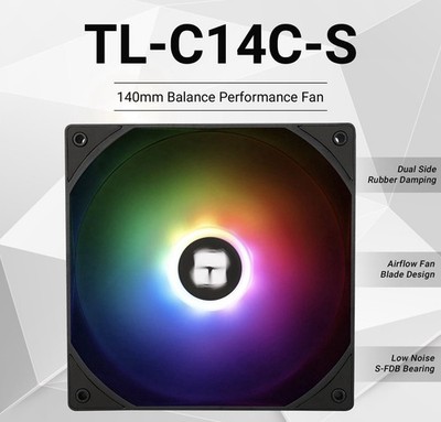 Thermalright TL-C14CW-S CPU Fan, 140mm ARGB Case Cooler, 4pin PWM Silent Comp...