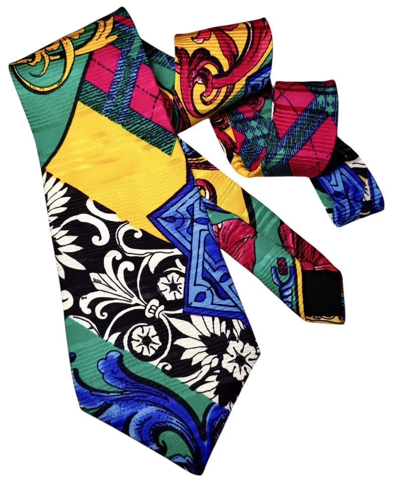 Daniel’s Tie Luxury Silk 100% Baroque Pattern Multicolor Perfect Handmade 9,5 Cm - Imagen 3 de 4