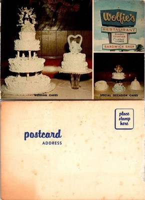 Wolfies Restaurant Postcard Wedding Cakes Special Occasion Cakes Vintage Unused