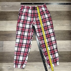 Victoria&rsquo;s Secret Pajama Pants Pink Black Plaid Cinched Ends Sz Medium Soft VGC