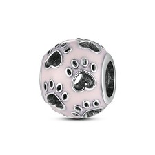 Original Pink Cute Claw DIY Charm CZ For Women Bracelet 925 Sterling Silver