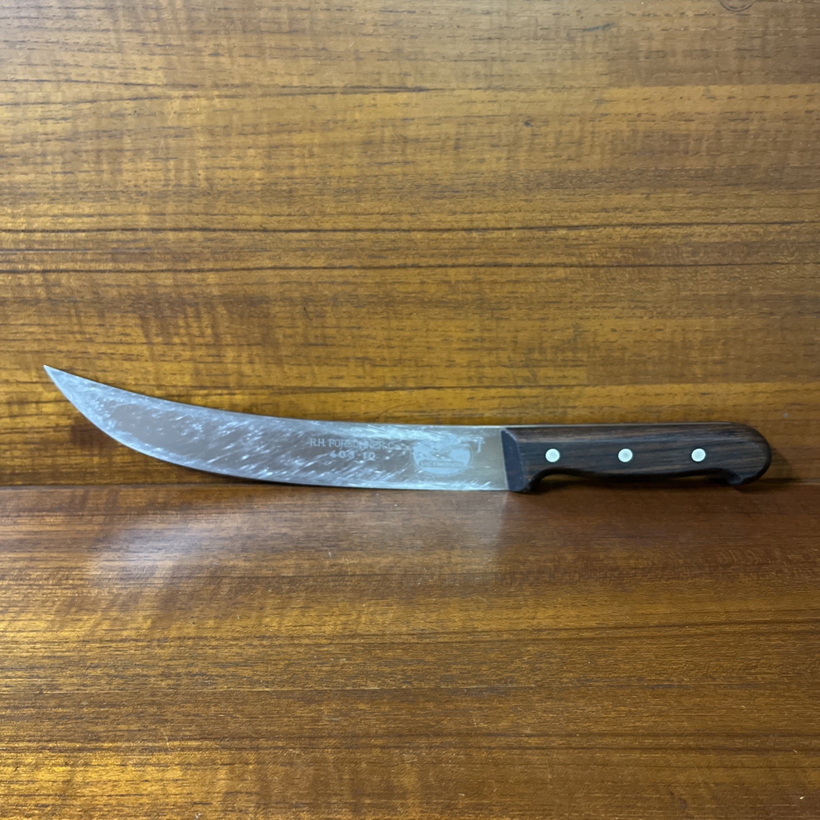 R. H. Forschner Co Victorinox 403-10 Curved Butcher Knife Switzerland Rosewood