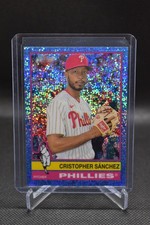 Cristopher Sanchez 2025 Topps Heritage High Number Blue Speckle Chrome Phillies